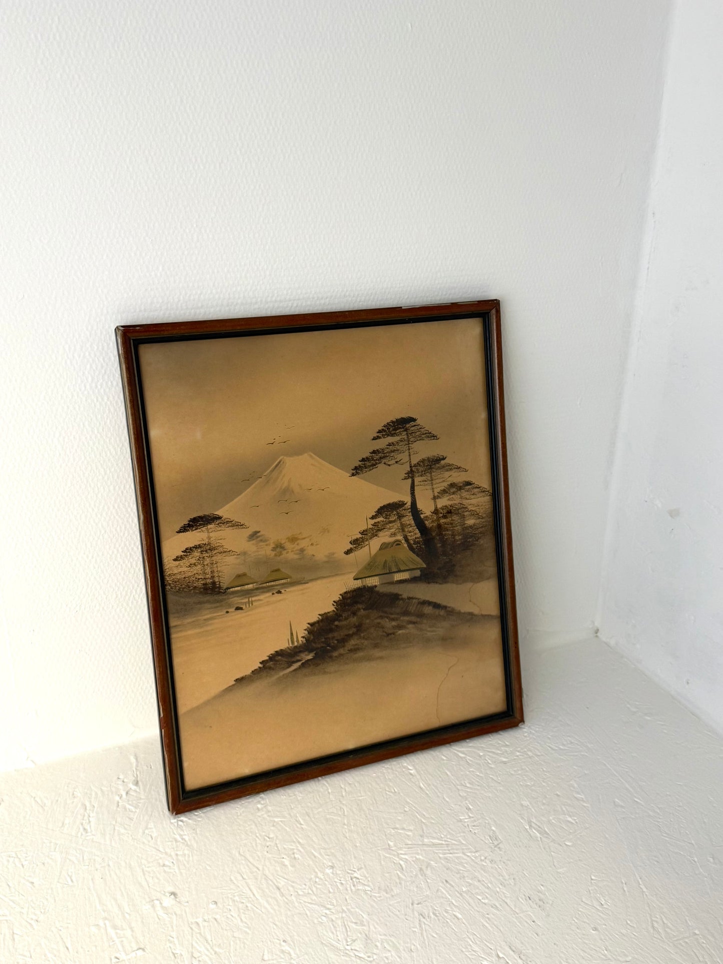 Vintage Japanse landschapsprint Mount Fuji