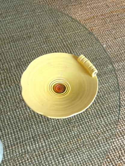 Vintage botergeel & terra swirl keramiek schaal