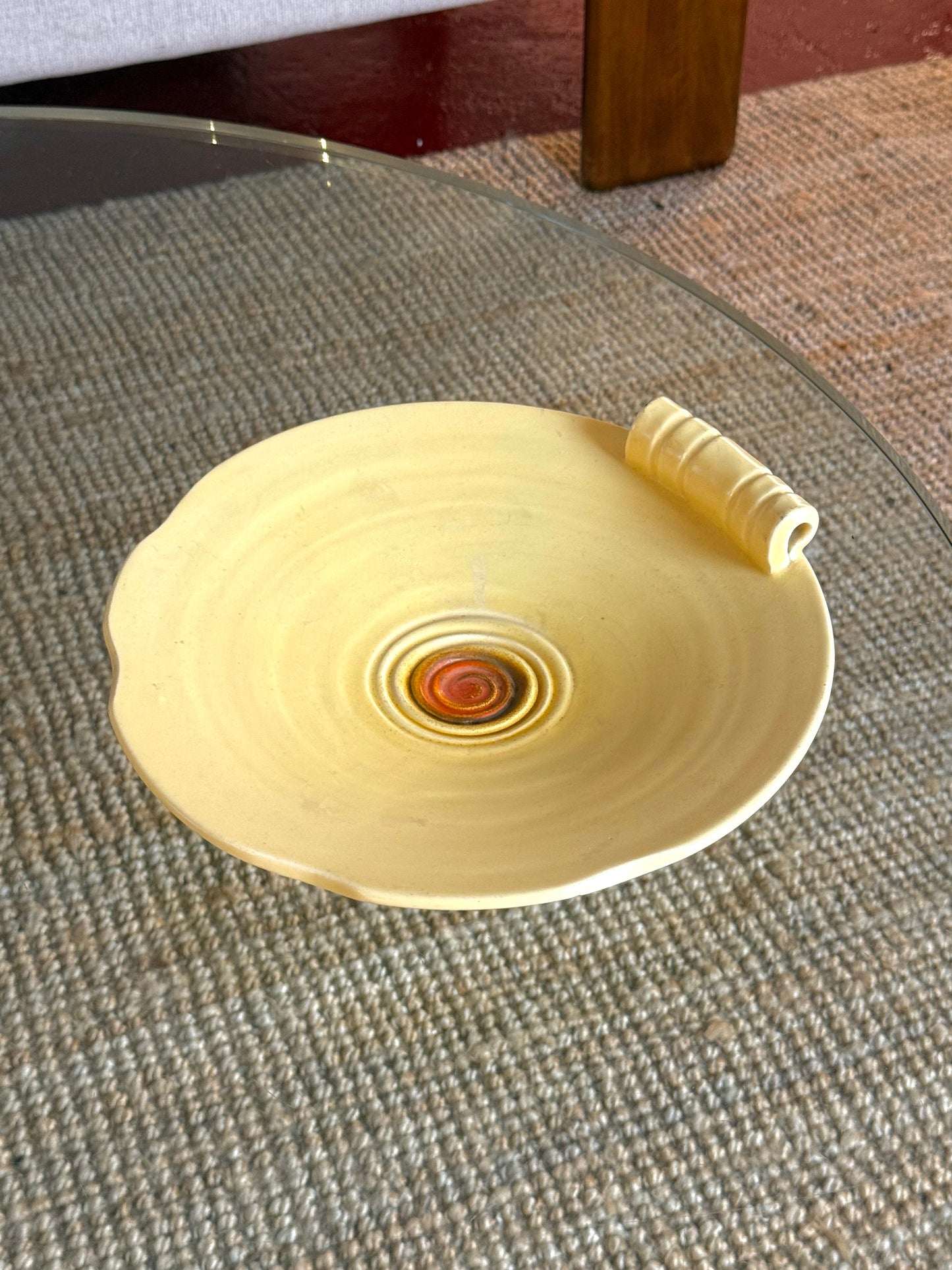 Vintage botergeel & terra swirl keramiek schaal