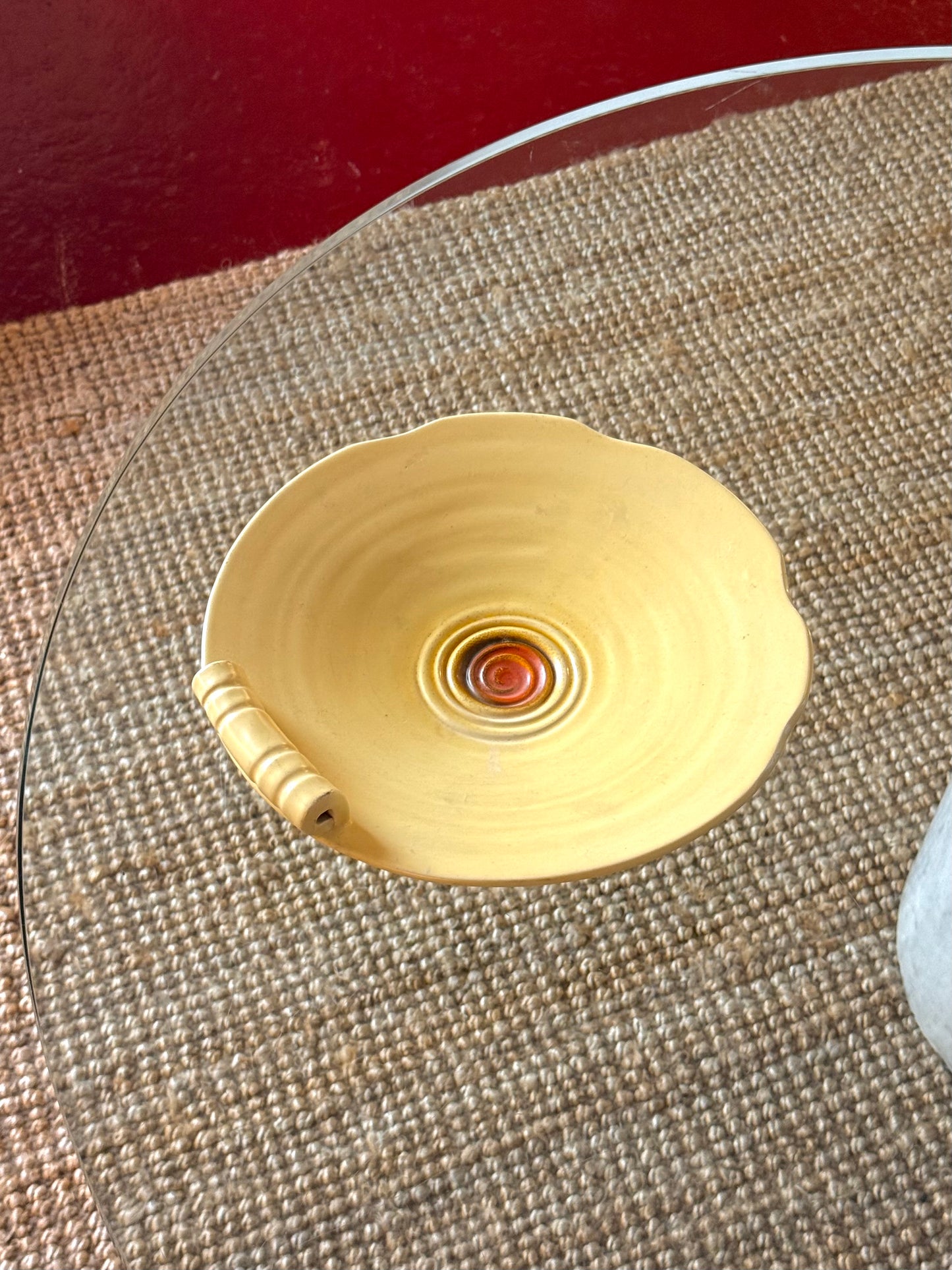 Vintage botergeel & terra swirl keramiek schaal