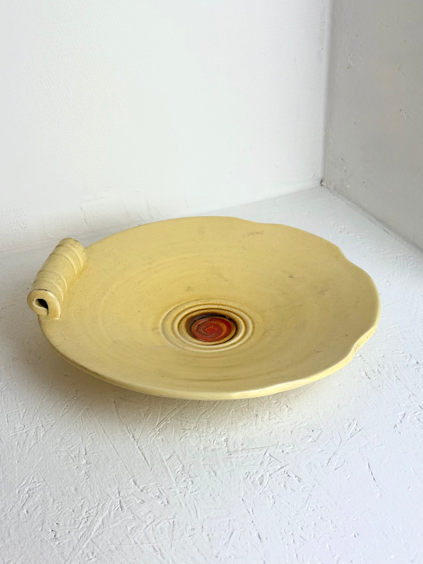 Vintage botergeel & terra swirl keramiek schaal