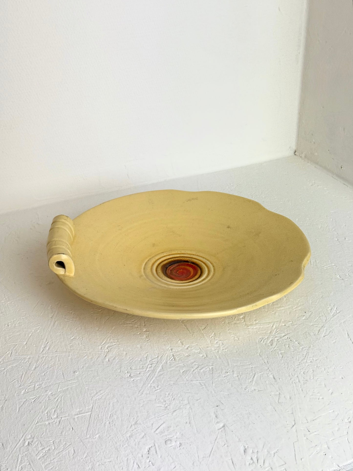 Vintage botergeel & terra swirl keramiek schaal