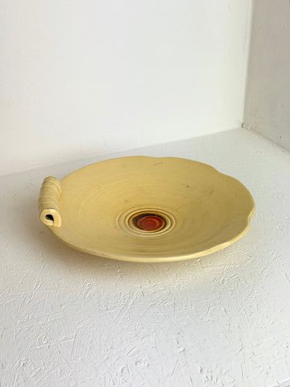 Vintage botergeel & terra swirl keramiek schaal