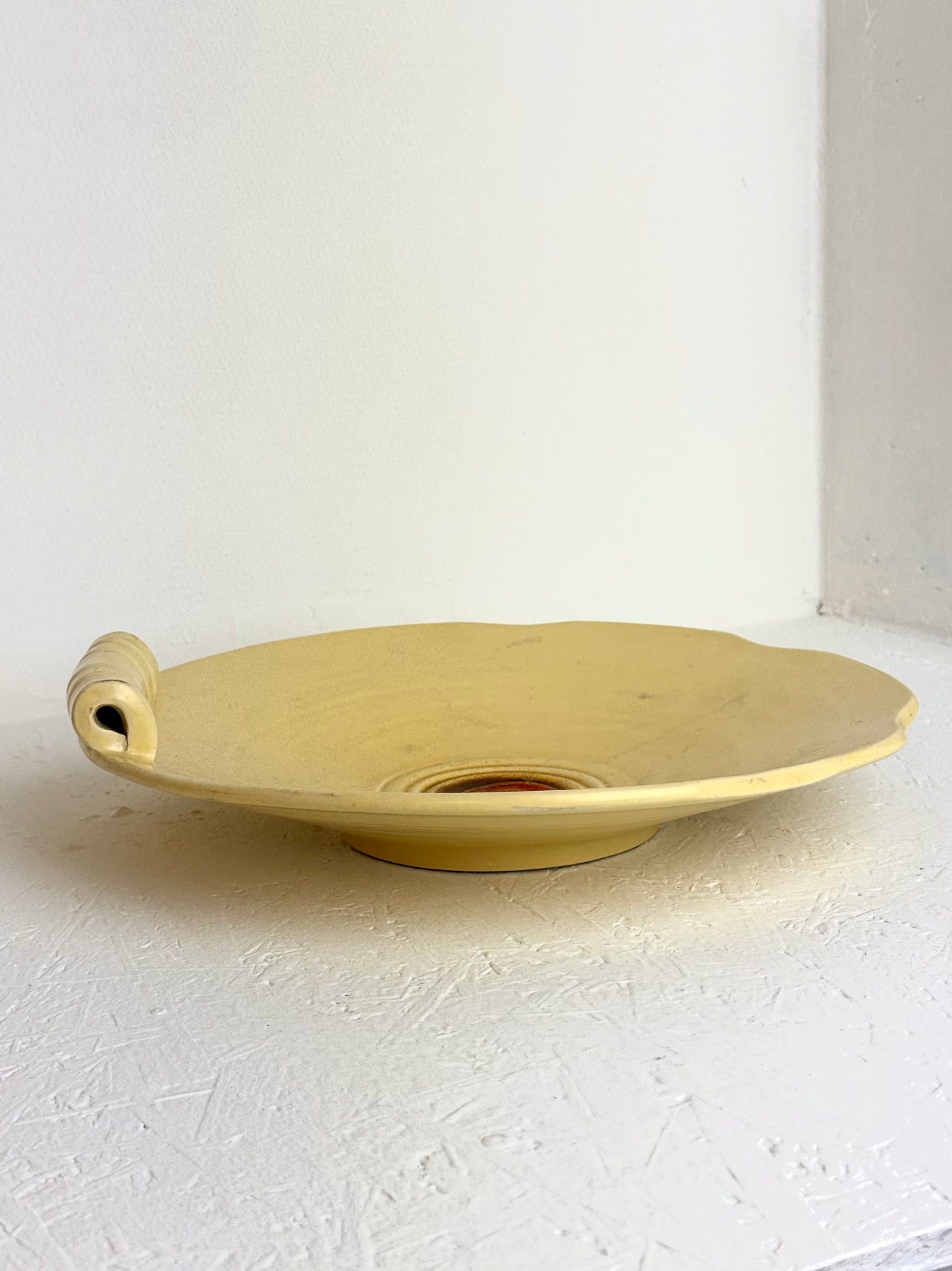 Vintage botergeel & terra swirl keramiek schaal