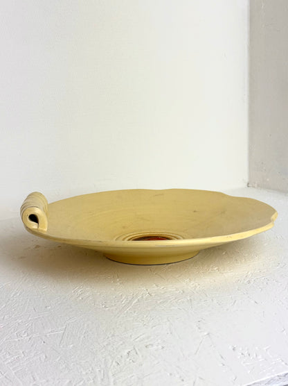 Vintage botergeel & terra swirl keramiek schaal