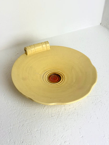 Vintage botergeel & terra swirl keramiek schaal