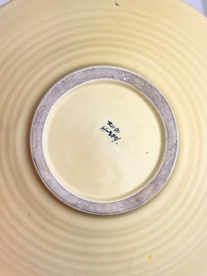 Vintage botergeel & terra swirl keramiek schaal