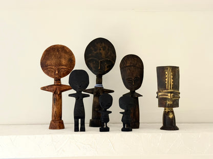 Collectie handgemaakte Ashanti beeldjes hout uit Ghana
