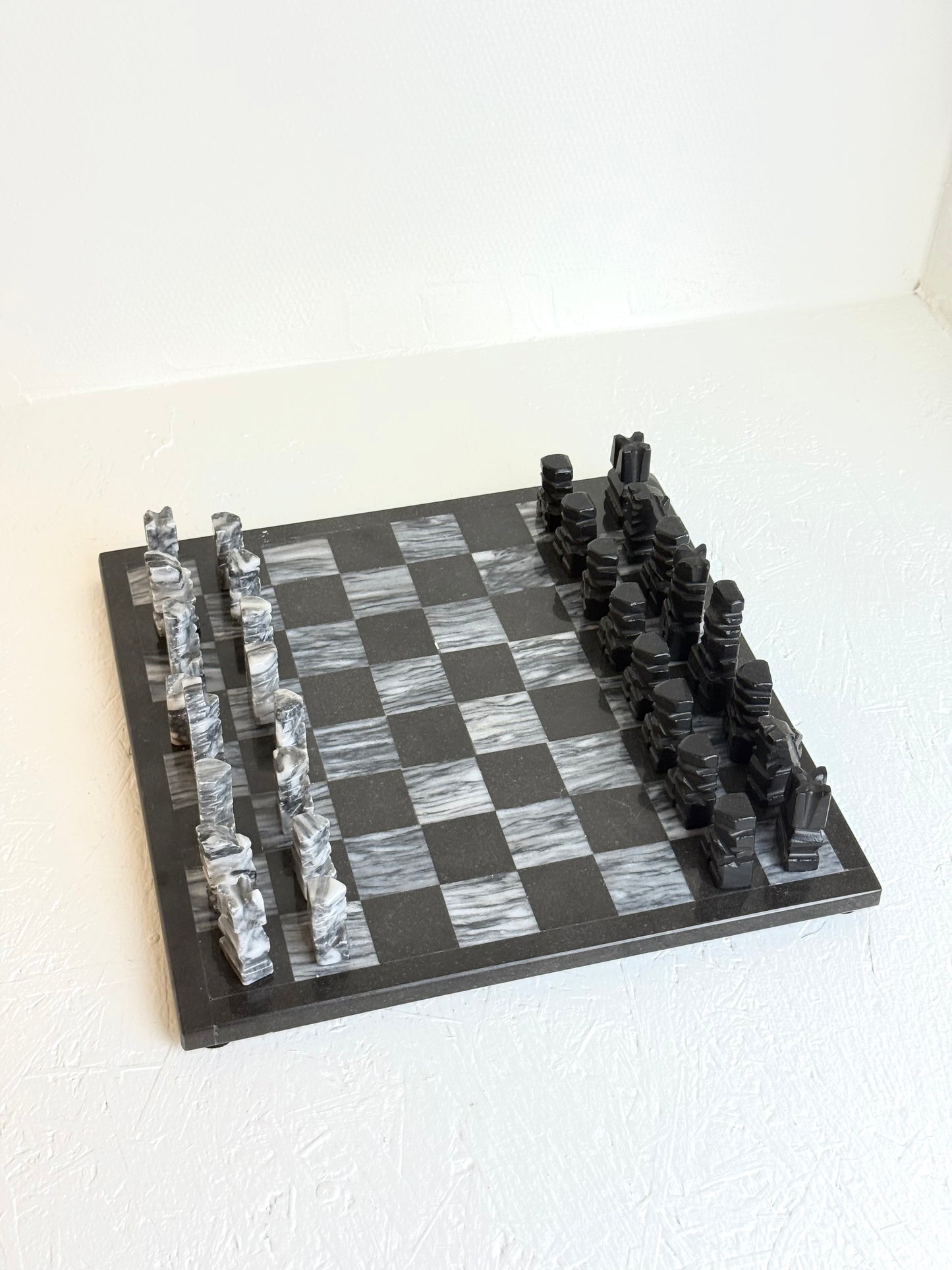 Vintage marmeren schaakbord in zwart en wit