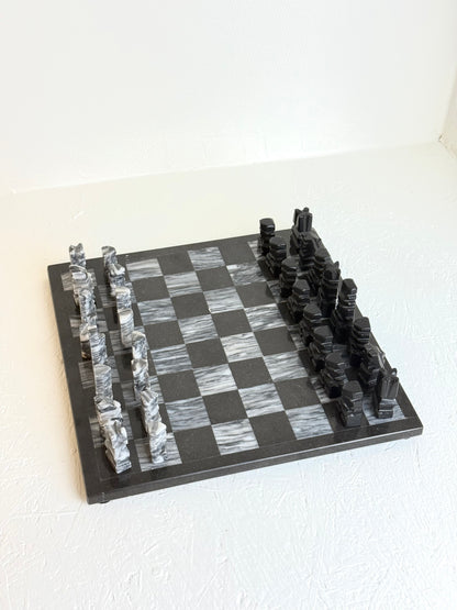 Vintage marmeren schaakbord in zwart en wit
