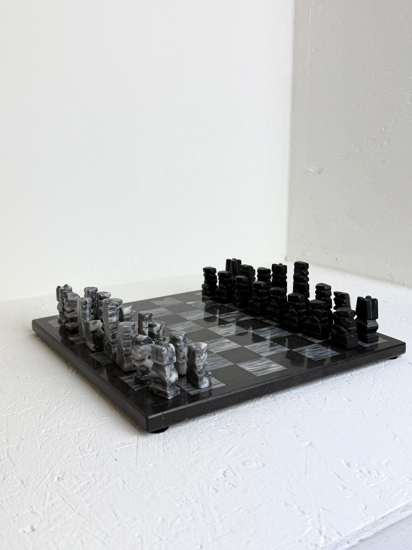 Vintage marmeren schaakbord in zwart en wit