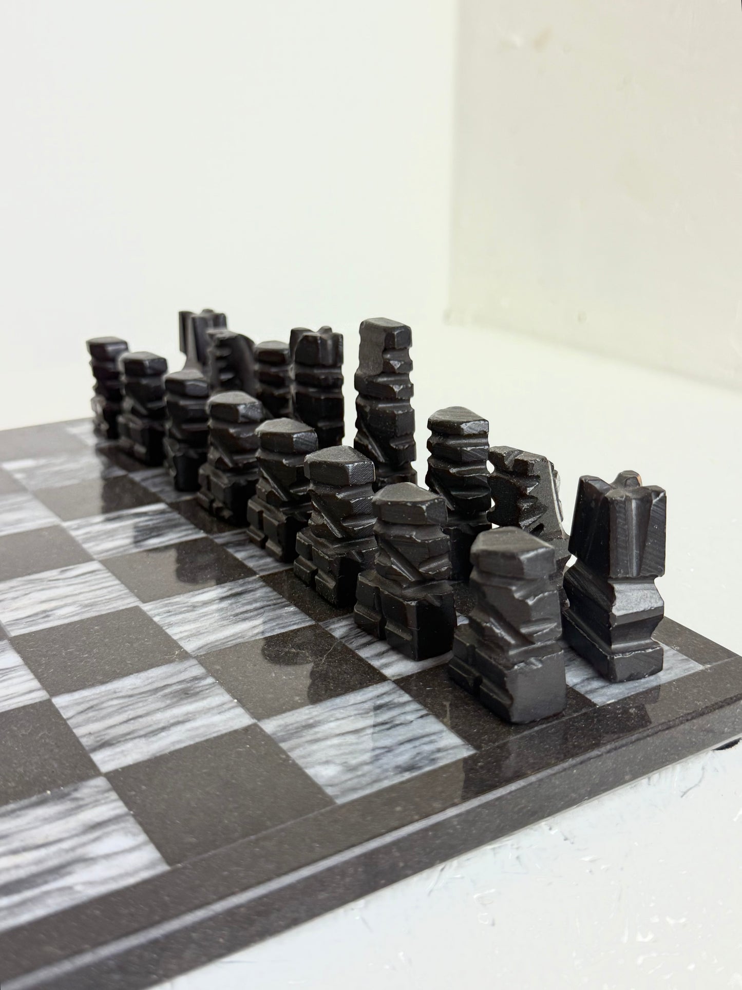 Vintage marmeren schaakbord in zwart en wit
