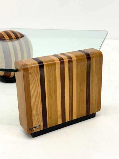 Sculpturale Italiaanse salontafel met geometrisch houten onderstel