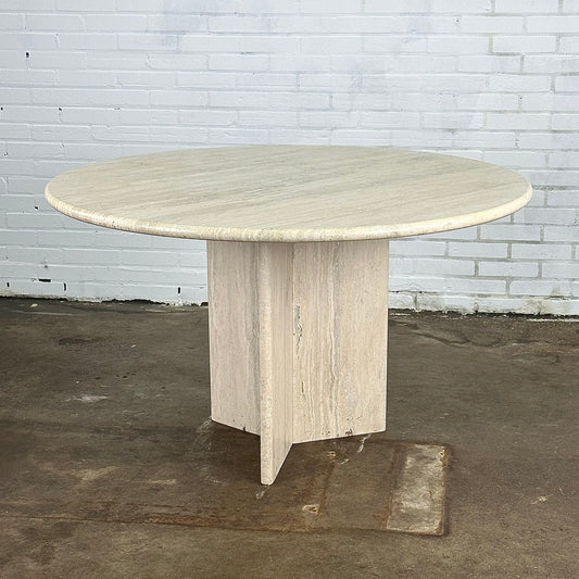 Vintage travertine eettafel rond