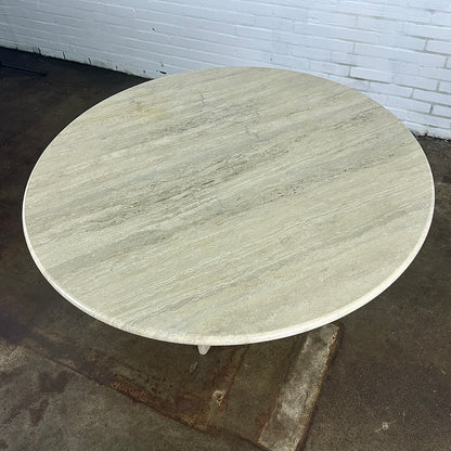 Vintage travertine eettafel rond