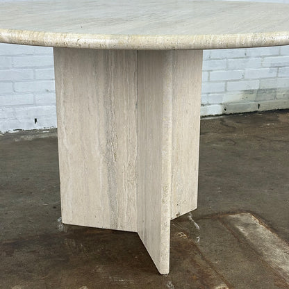 Vintage travertine eettafel rond