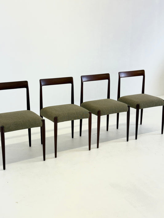 Set van 4 Lübke eetkamerstoelen met palissander hout