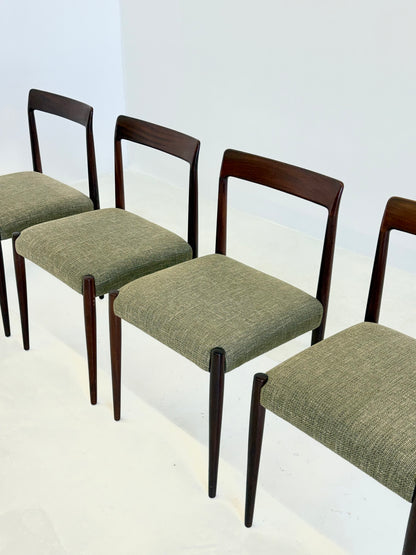 Set van 4 Lübke eetkamerstoelen met palissander hout