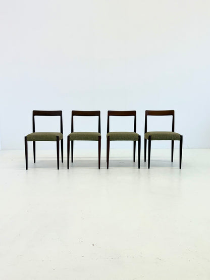 Set van 4 Lübke eetkamerstoelen met palissander hout