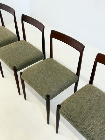 Set van 4 Lübke eetkamerstoelen met palissander hout
