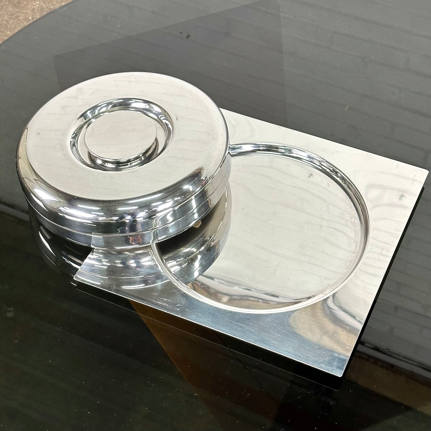 Zilveren tafeldecoratie schaal / opberg doosje met dienblad