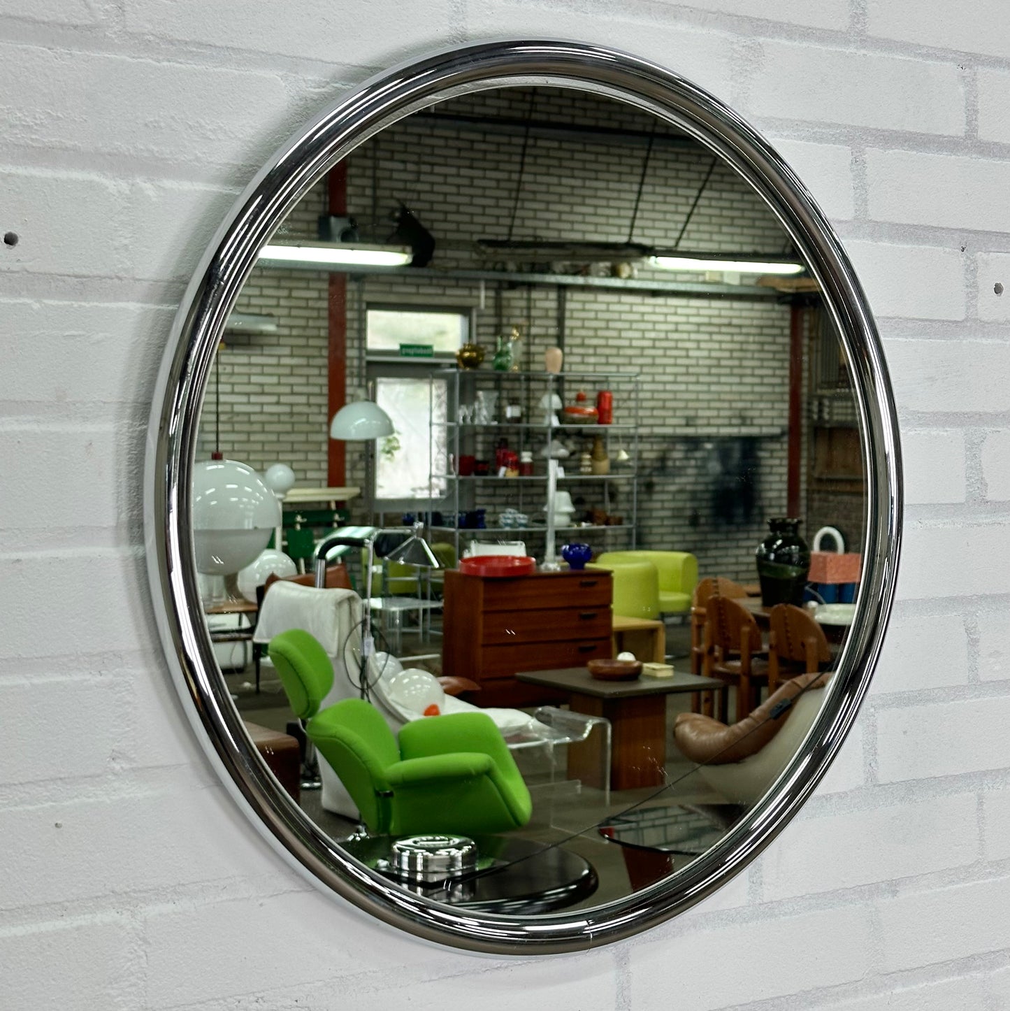 Vintage design buisframe spiegel rond 56 x 56
