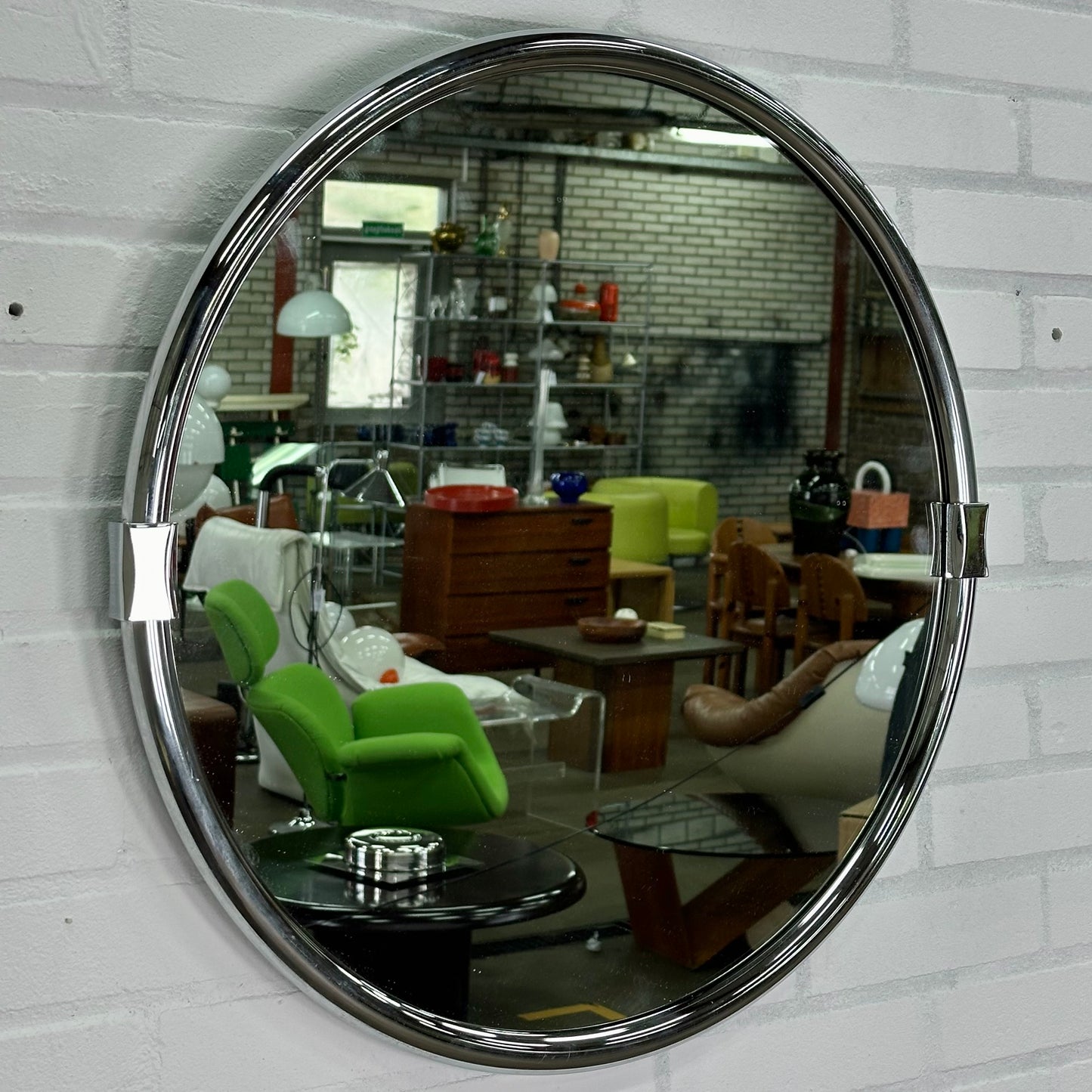 Vintage design buisframe spiegel rond 60 x 60