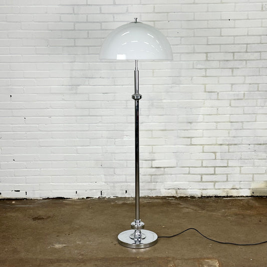 Vintage vloerlamp met witte mushroom lampenkap