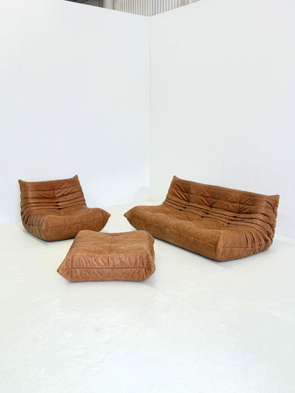 Ligne Roset Togo 3-zits in cognac leer