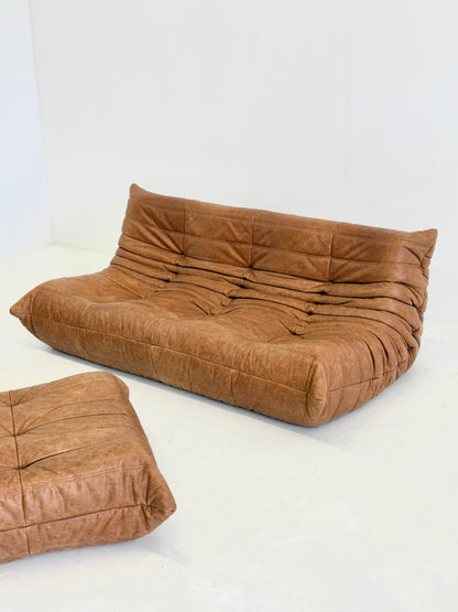 Ligne Roset Togo 3-zits in cognac leer