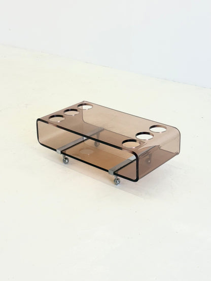 Lucite barwagen van Michel Dumas voor Roche Bobois