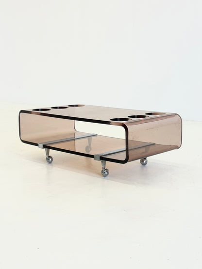 Lucite barwagen van Michel Dumas voor Roche Bobois