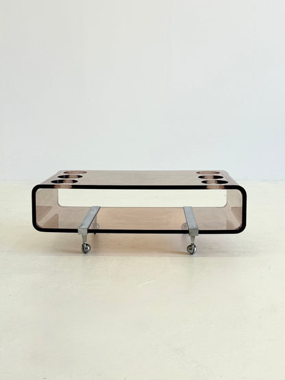 Lucite barwagen van Michel Dumas voor Roche Bobois