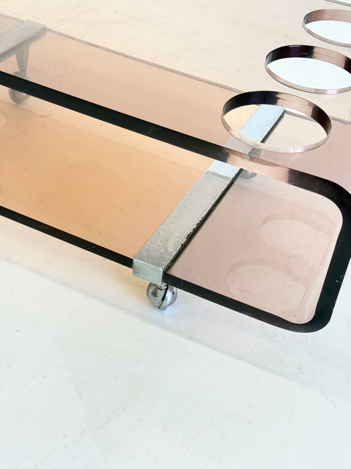 Lucite barwagen van Michel Dumas voor Roche Bobois