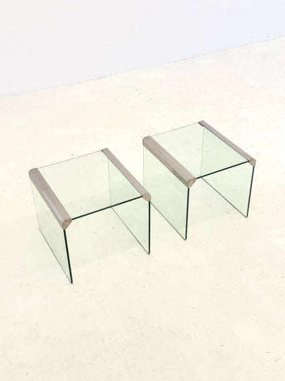 Set van twee Gallotti & Radice Transparant glazen bijzettafels