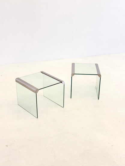 Set van twee Gallotti & Radice Transparant glazen bijzettafels