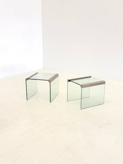 Set van twee Gallotti & Radice Transparant glazen bijzettafels