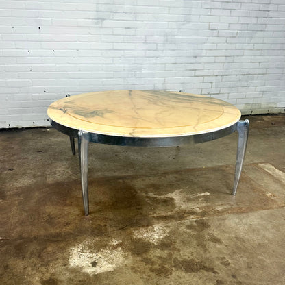 Coffee table made of marble and stainless steel