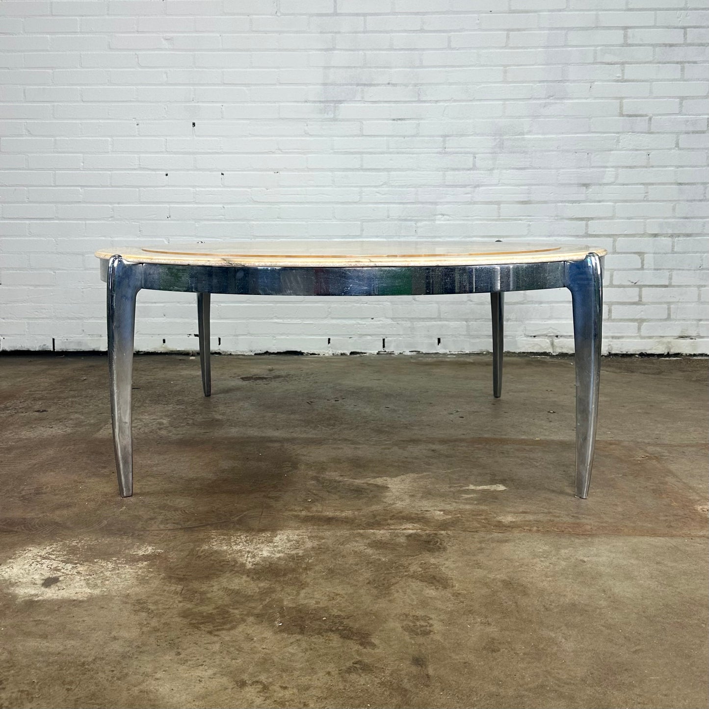 Coffee table made of marble and stainless steel