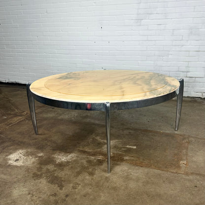 Coffee table made of marble and stainless steel