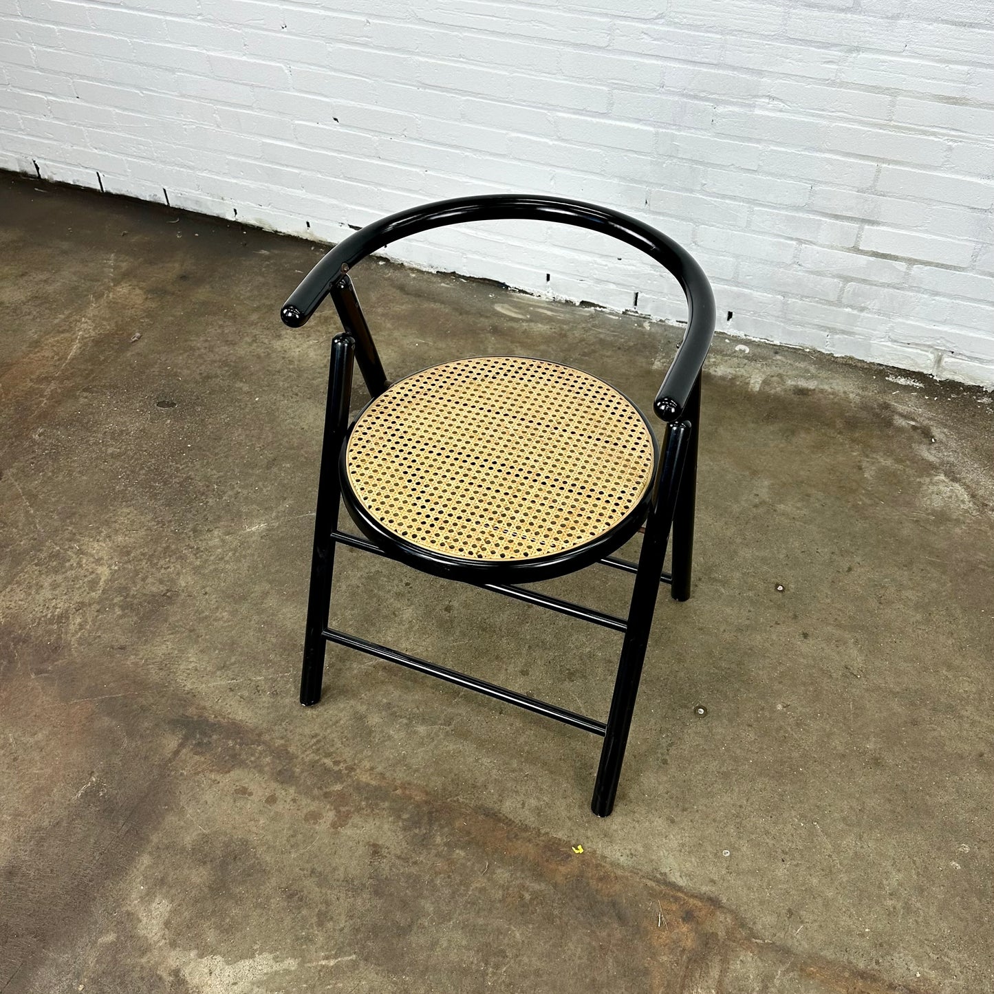 Vintage folding chair with rattan