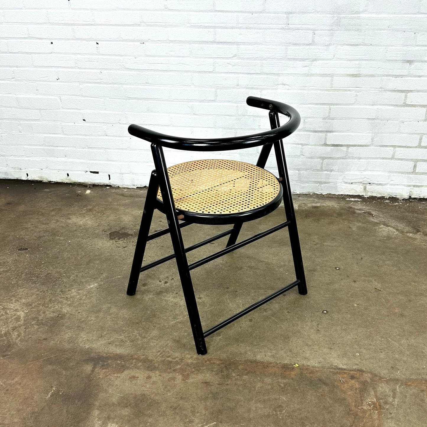 Vintage folding chair with rattan