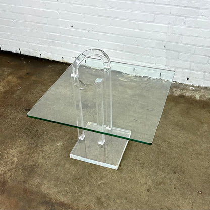 Vintage design plexiglas / glass side table