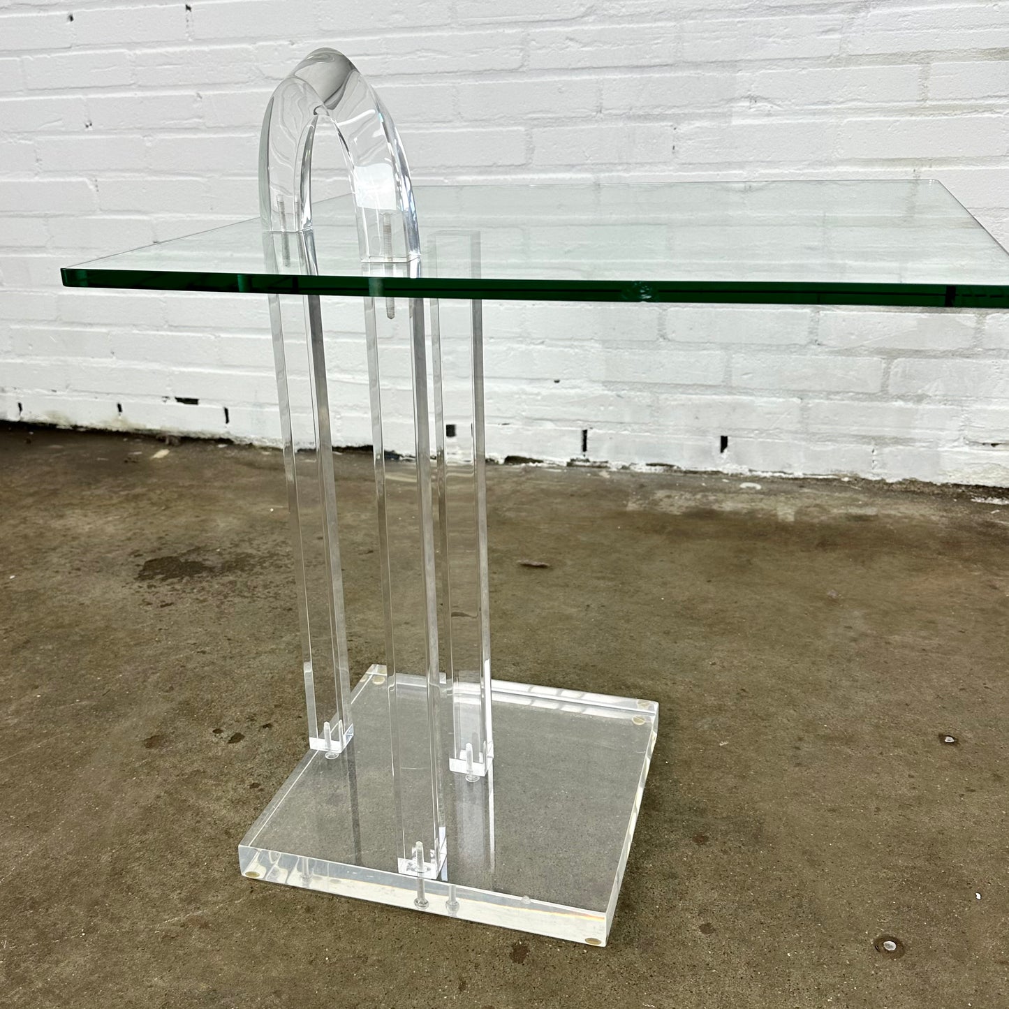 Vintage design plexiglas / glass side table
