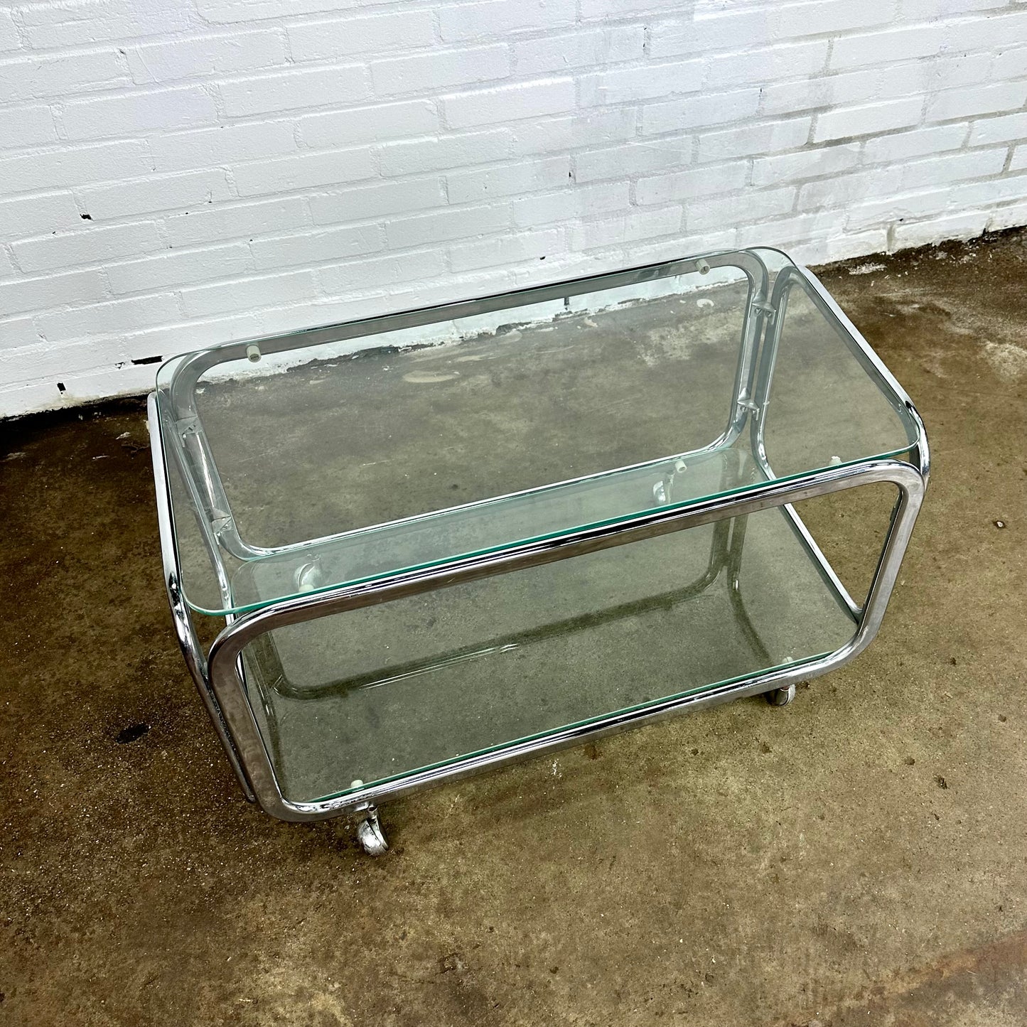 Vintage chromen trolley / salontafel