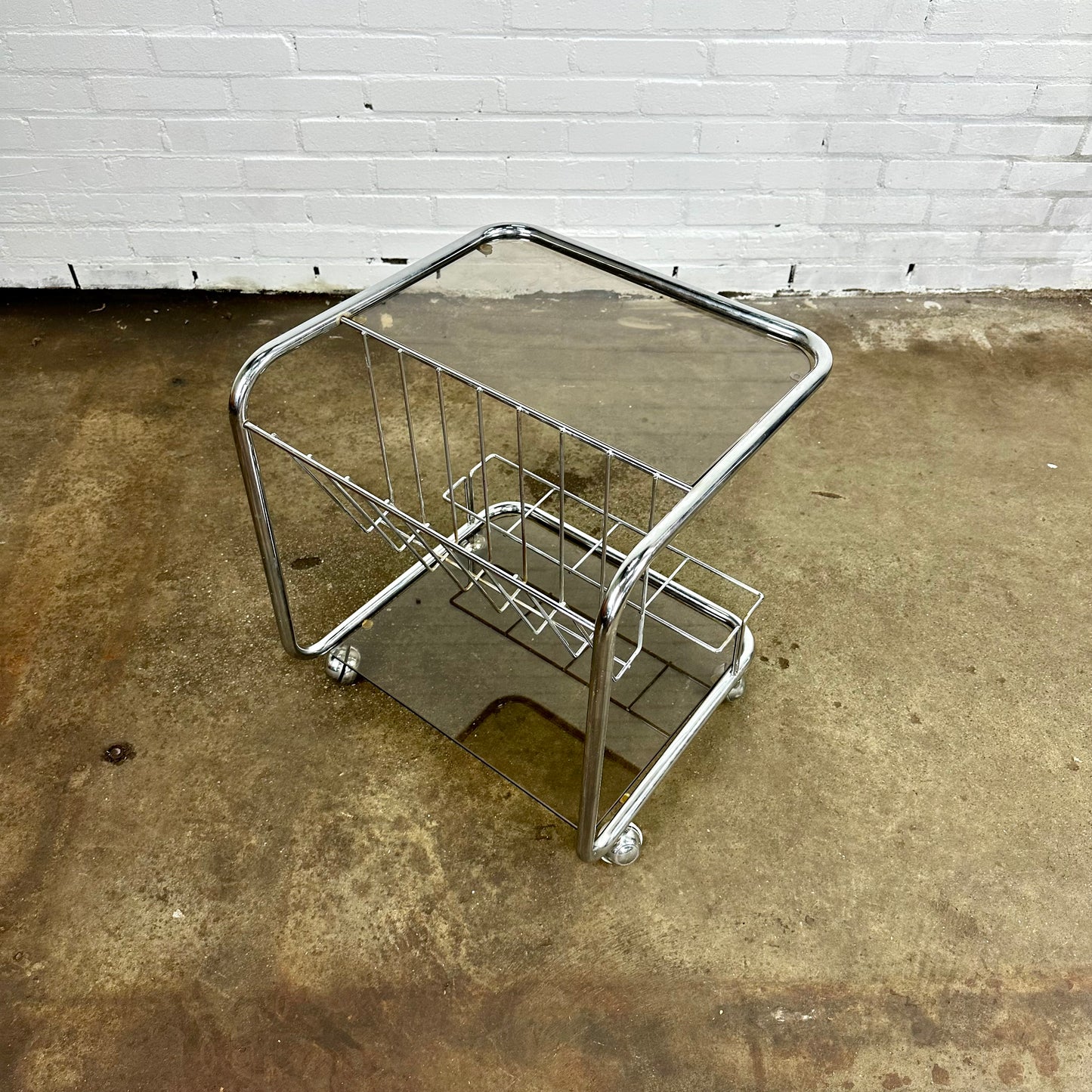 Chrome serving trolley / side table