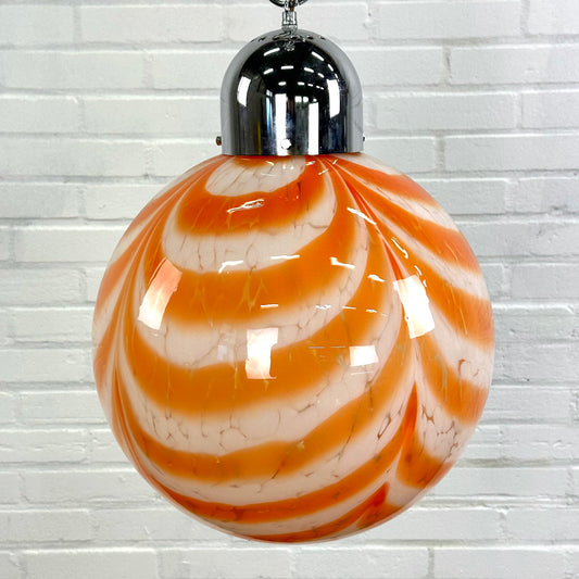 Glazen oranje Murano vintage bol hanglamp