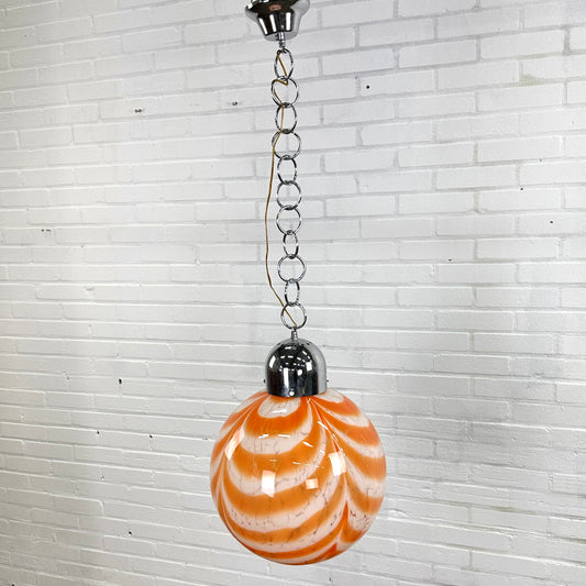Glazen oranje Murano vintage bol hanglamp