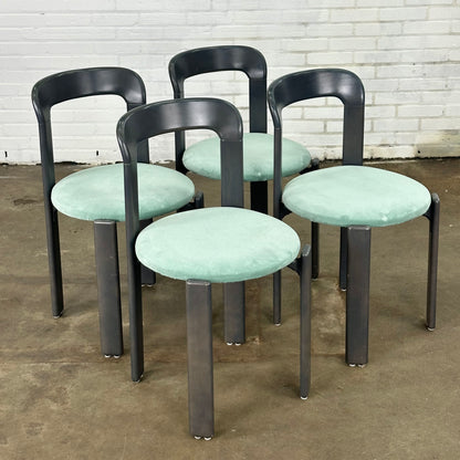 Set van vier Dietiker Rey Stoelen van Bruno Rey blauw grijs