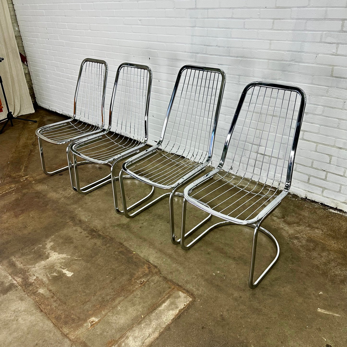 Gastone Rinaldi Chromen Eetkamerstoelen - Set van 4